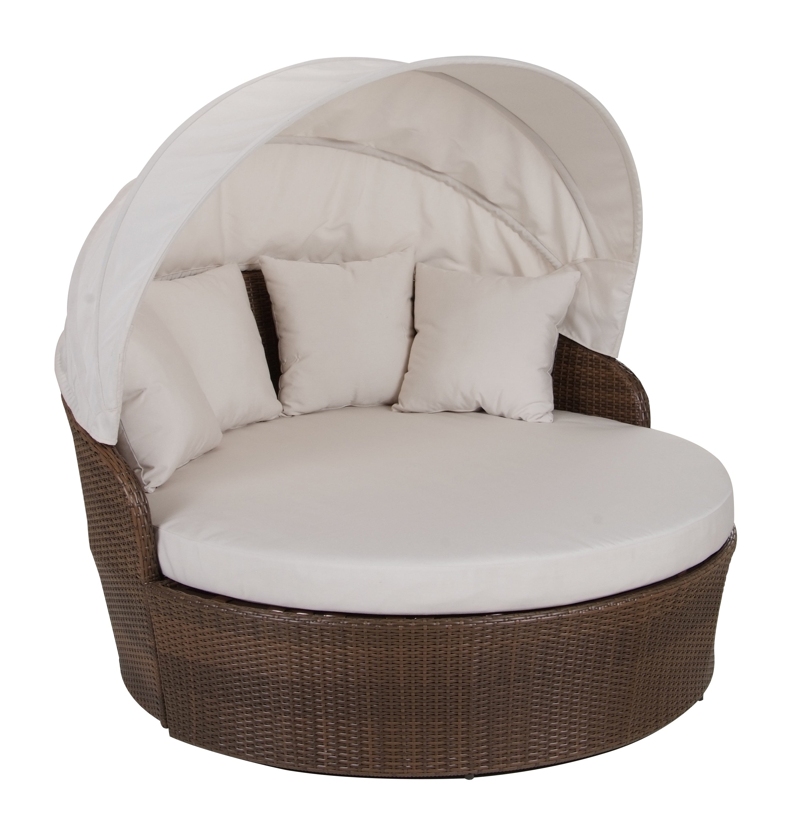 Canopy Daybed Outdoor Backyard Patio Furniture Light Brown Wicker