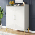 35.43'"White & Gold 6-Tier Entryway Shoe Storage Cabinet with Doors