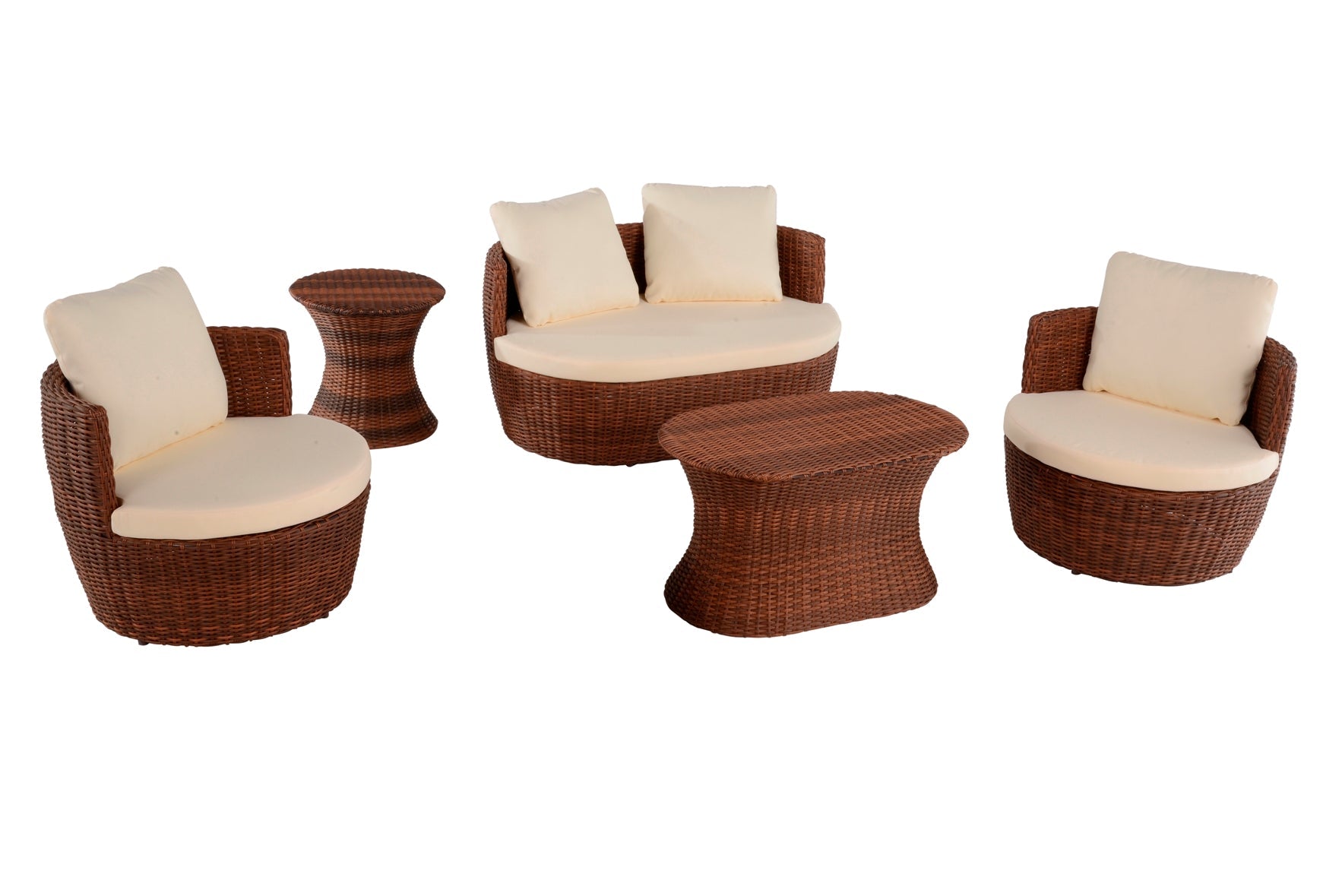 Outdoor 5-piece Conversation Set - Dark Brown - Beige