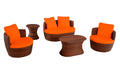 Outdoor 5-piece Conversation Set - Dark Brown -Orange