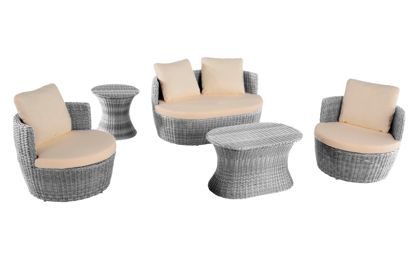 Outdoor 5-piece Conversation Set - Grey - Beige