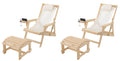 Canvas Sling Chair with Cup and Wine Holder and Ottoman (Set of 4)- Natural -Beige Color