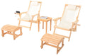 Canvas Sling Chair with Cup and Wine Holder and Ottoman (Set of 5)- Natural -Beige Color