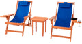 Canvas Sling Chairs with Cup and Wine Holder and end table- Walnut