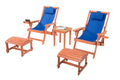 Canvas Sling Chair with Cup and Wine Holder and Ottoman (Set of 5)- Walnut