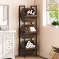 15" 3-Tier Industrial Basket Stand with Angled Baskets  Rustic Vertical Fruit & Snack Rack, Standing Storage Tower Organizer for Kitchen, Pantry, Bathroom, Living Room  Brown & Black Finish