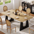 71" Farmhouse Oak and Black Dining Table for 6-8, Large Rustic Rectangular Kitchen & Dinner Table with Solid Wood Legs, Vintage Centerpiece for Dining Room & Living Room