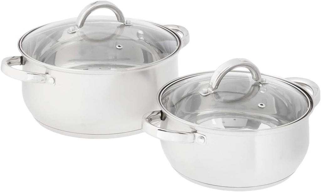 12-Piece Stainless Steel Cookware Sets with Glass Lid