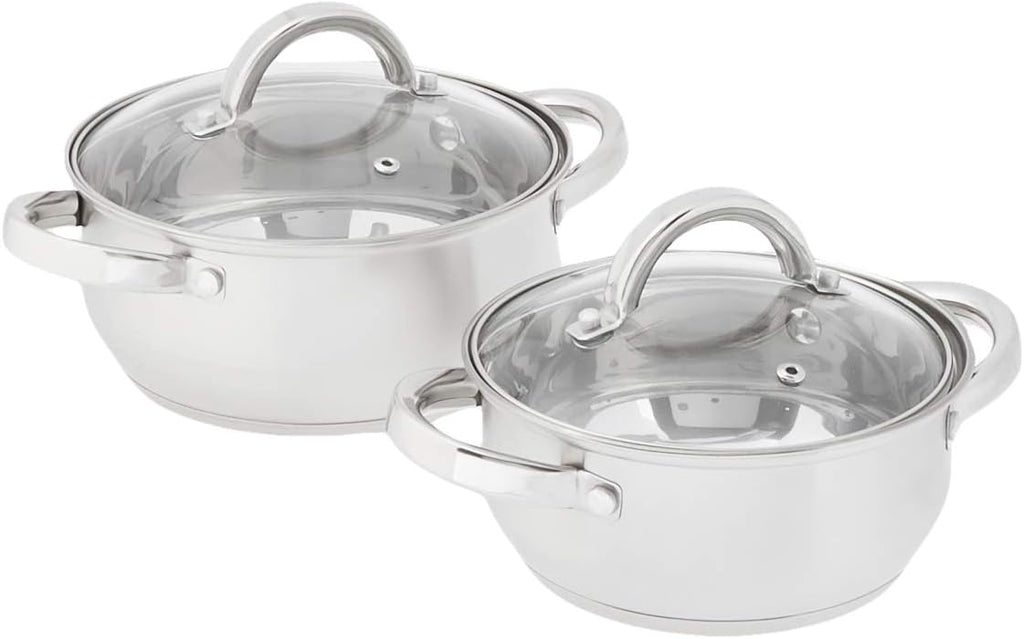 12-Piece Stainless Steel Cookware Sets with Glass Lid