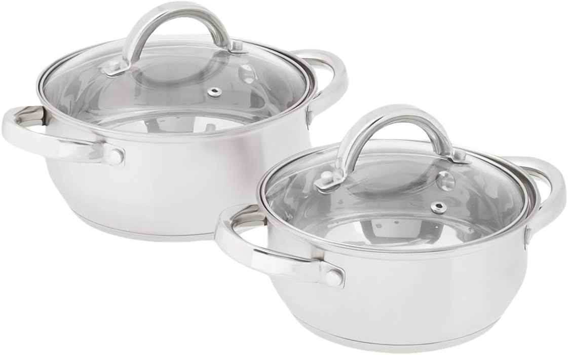 12-Piece Stainless Steel Cookware Sets with Glass Lid