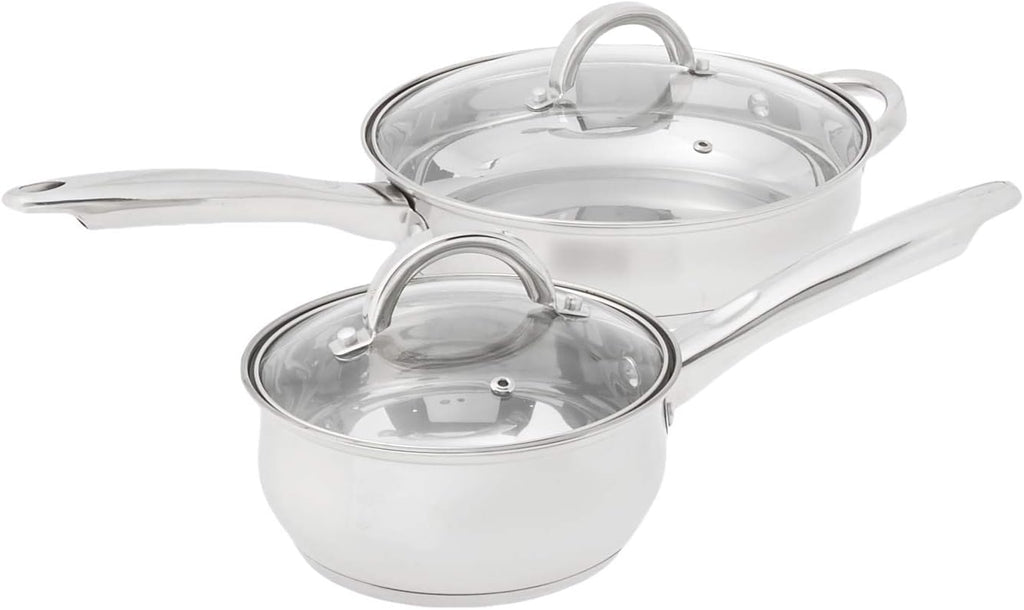 12-Piece Stainless Steel Cookware Sets with Glass Lid