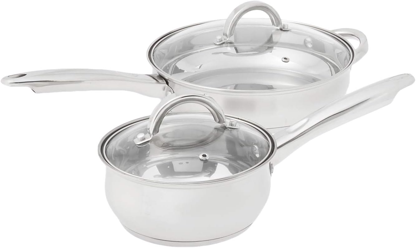 12-Piece Stainless Steel Cookware Sets with Glass Lid