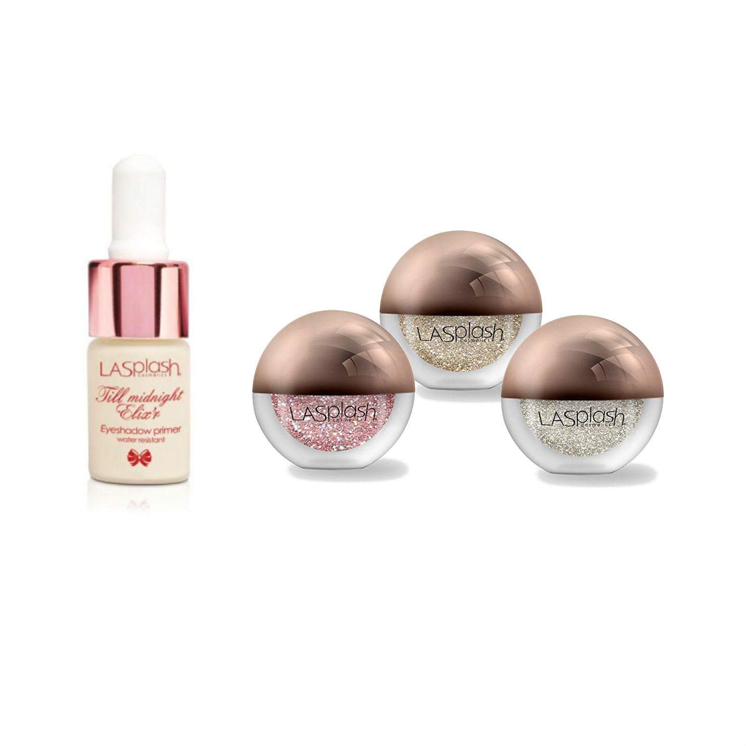 LA Splash Cosmetics Crystallized Glitter and Primer Set--4 Piece Set