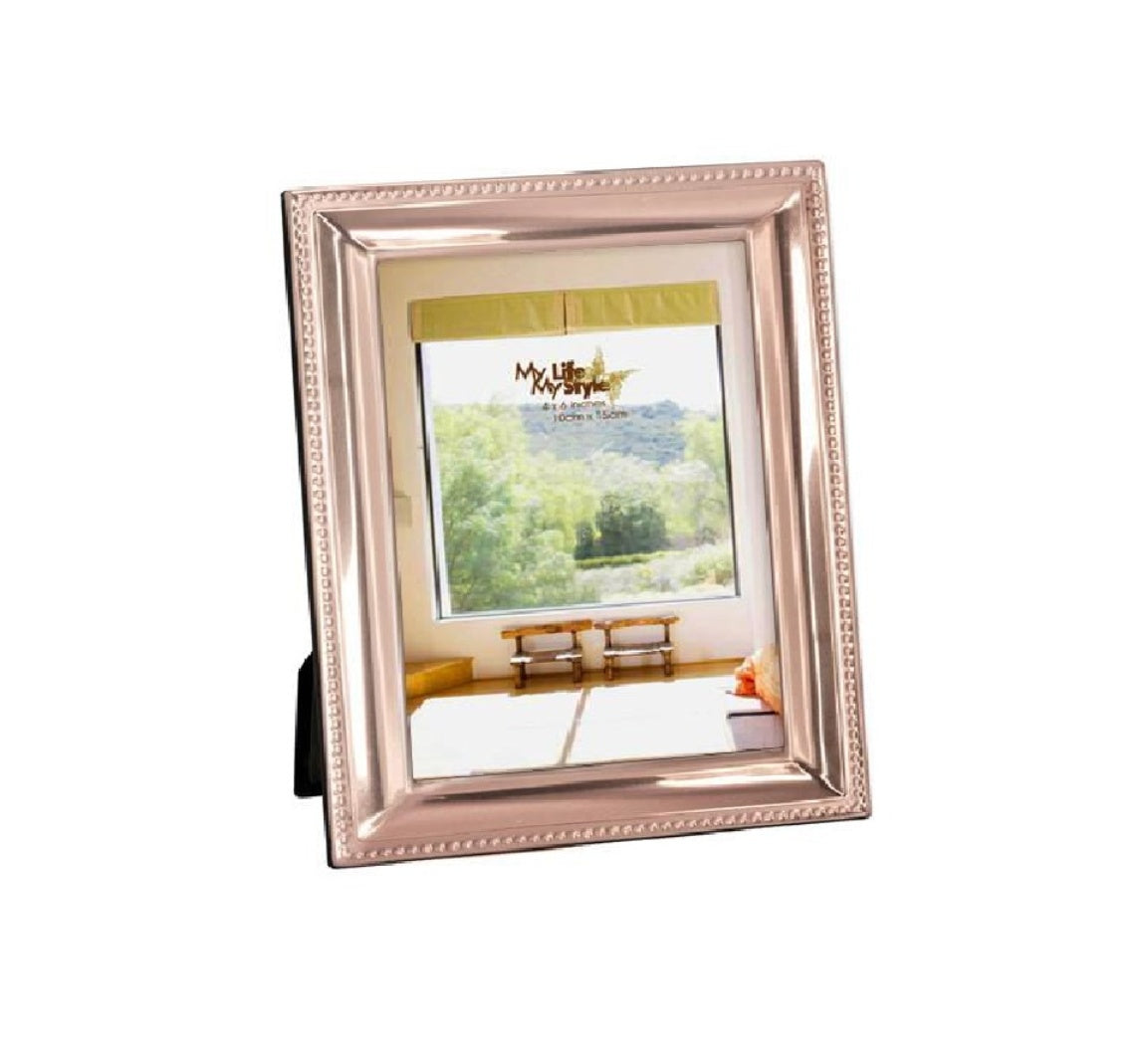 Beveled Frame 4x6 w/Beaded Border, Copper Finish Aluminum