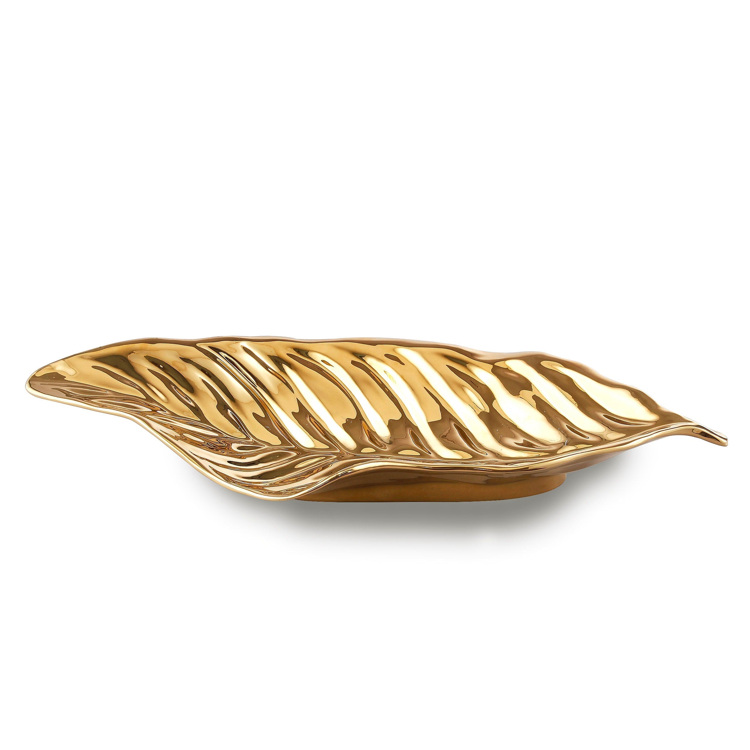 Botanic Collection Titanium Porcelain  leaf 17.25" Gold