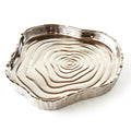 Botanic Collection Titanium Porcelain  tree bark tray 8.75 x 8" Silver