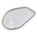 12" Simplicity Collection White Porcelain Gold Trim Freestyle Oval Shape Tray