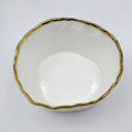 4" Simplicity Collection White Porcelain Gold Trim Freestyle Round Snack Bowl