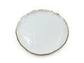 8.5" Simplicity Collection White Porcelain Gold Trim Freestyle Round Dessert Plate