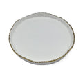 9.5" Simplicity Collection White Porcelain Gold Trim Raised Rim Round Shape Dessert Plate
