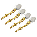 Gilt leaf 4-pc spoons set (Gold Finish Leaf/Hammered Steel)