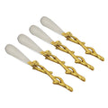 Gilt leaf 4-pc pate knives set (Gold Finish Leaf/Hammered Steel)