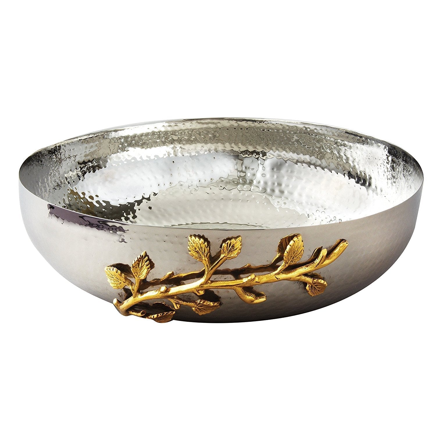 Gilt Leaf Hammered Salad Bowl 12" Dia