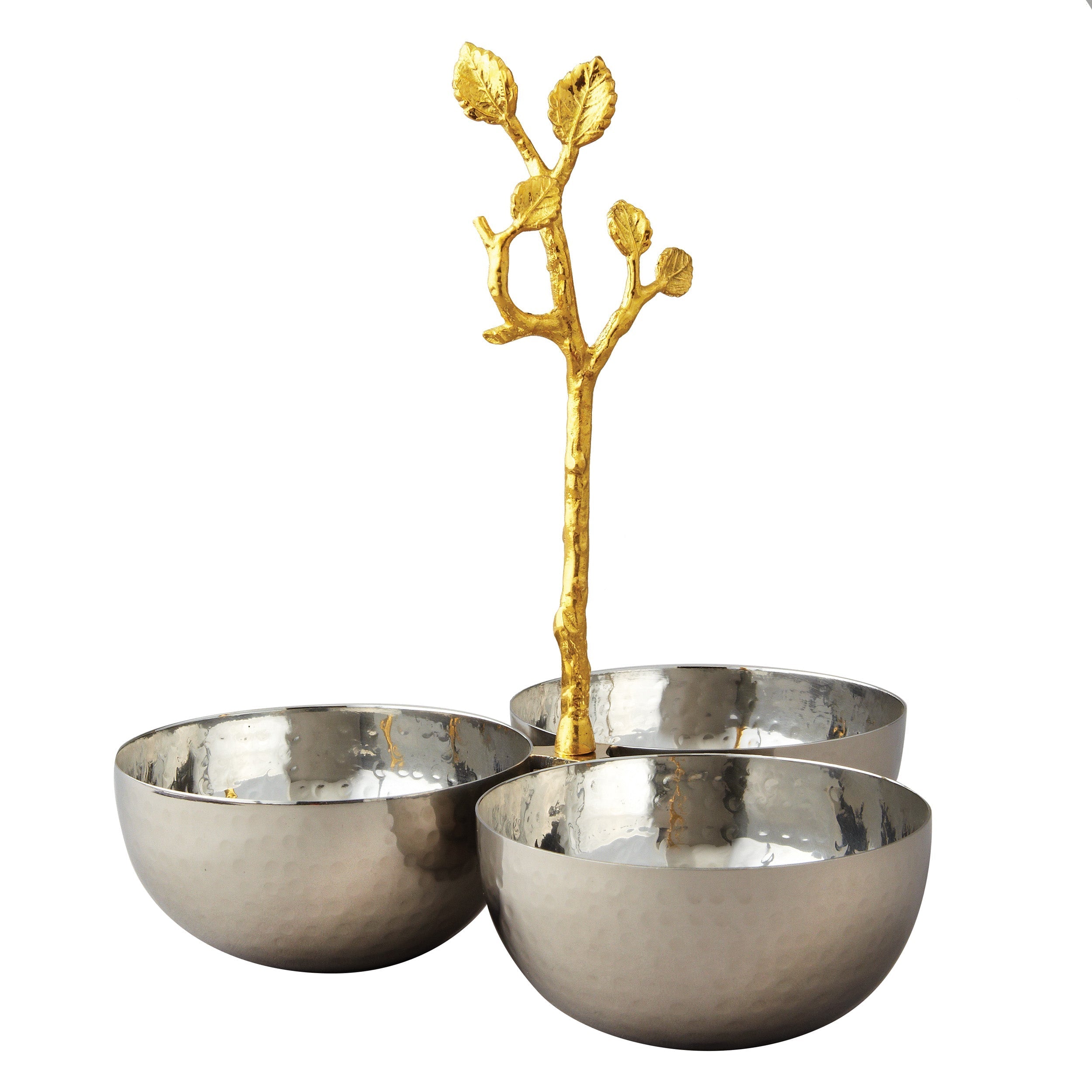 Golden Vine Hammered Triple Bowl
