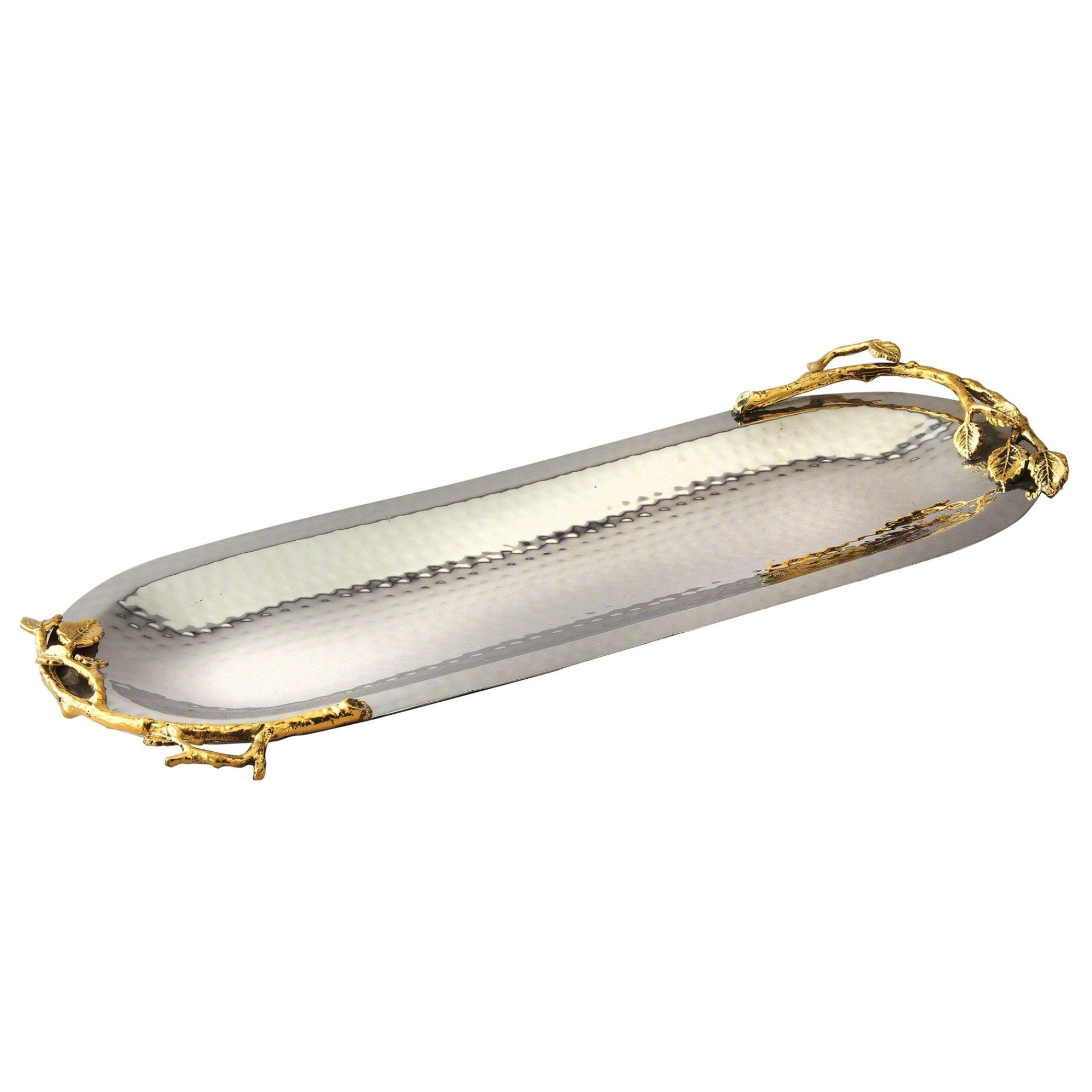 Gilt Leaf Long Oval Dish, 17 x 6"