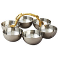 Gilt leaf Hammered Stainless Steel Bowl Server (Set of 6)