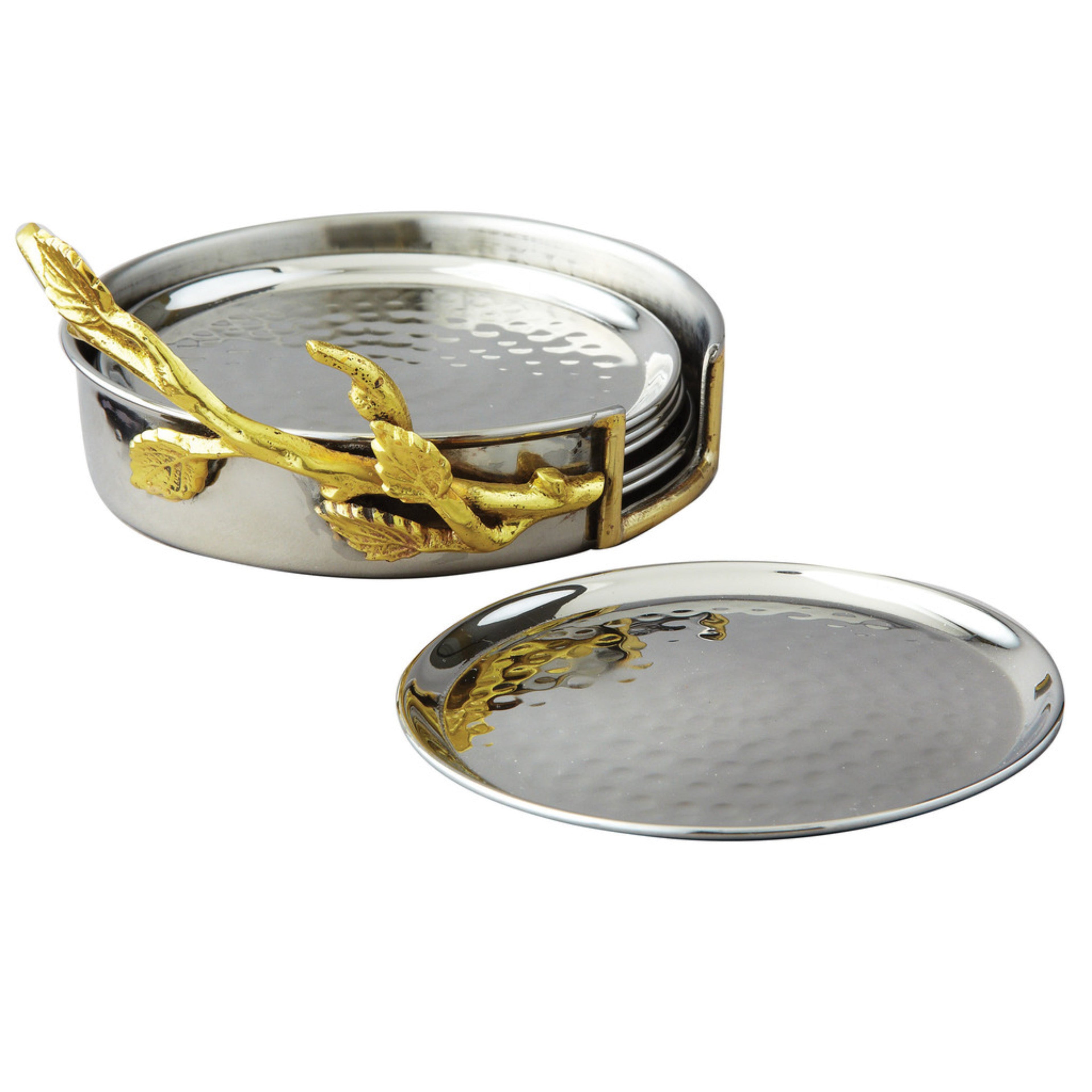 Hammered 7 Pcs Coaster Set, 4" Diameter