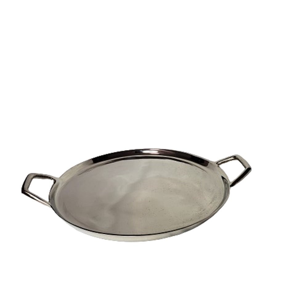 Silver Stainless Steel Round tray w/handles 13.75" dia