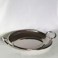 Silver Stainless Steel finish deep  Oval tray w/handles 19 x 10"