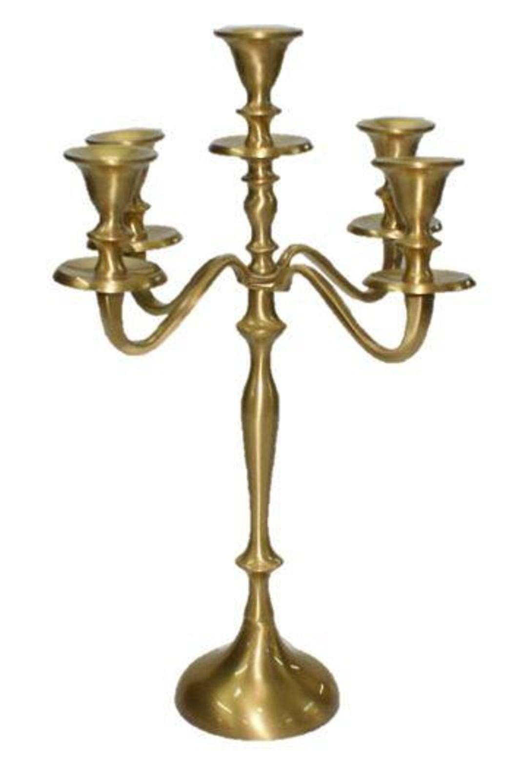 Brushed gold 5-lite candelabra  H 18.25"