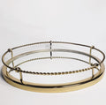 Gold Stainless Steel Round tray w/twisted border 13.5" dia