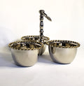 Silver Stainless Steel Triple nut dish w/twisted border