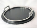 Round tray with leather bottom 16.5" dia.