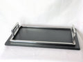 Rectangular tray with leather bottom 18 x 11"
