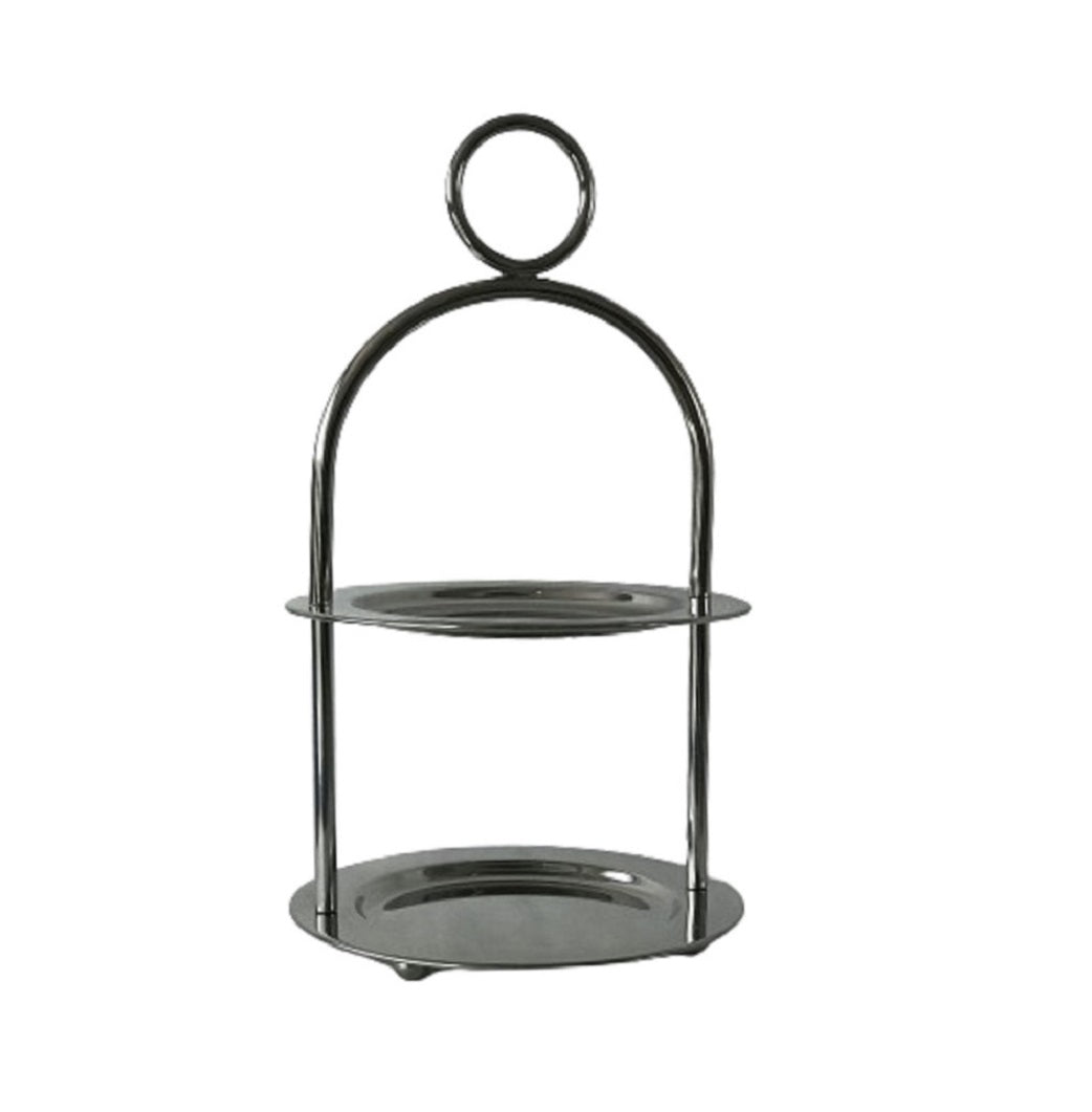 2 tier cake stand  - round 7.5" dia, 13.5" H