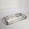 Silver Metallic Rectangular vanity tray with mirror 15.75 x 8"