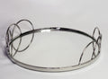 Silver Stainless Steel Round vanity tray with mirror 13"