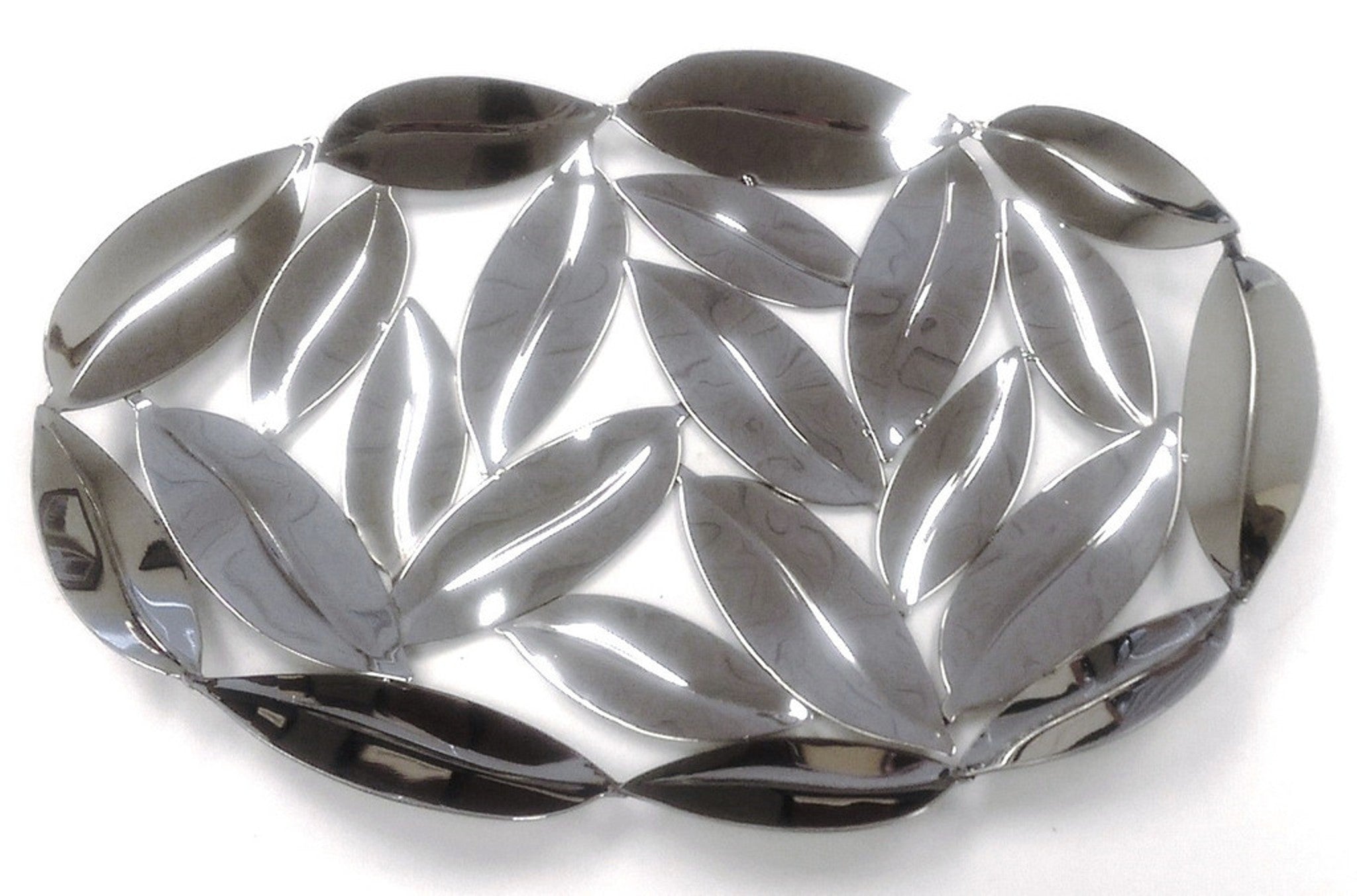 Oval Leaves platter - 12x 8" Stainless Steel Home Decor and Gift