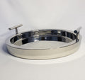 Stainless Steel Silver Double wall tray with T handles 14" dia
