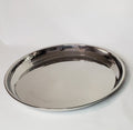 Stainless Steel Silver Round tray, partially hammered, 14"