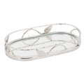 Oval Mirror Tray with leaf border 11.5 x 6.5 in