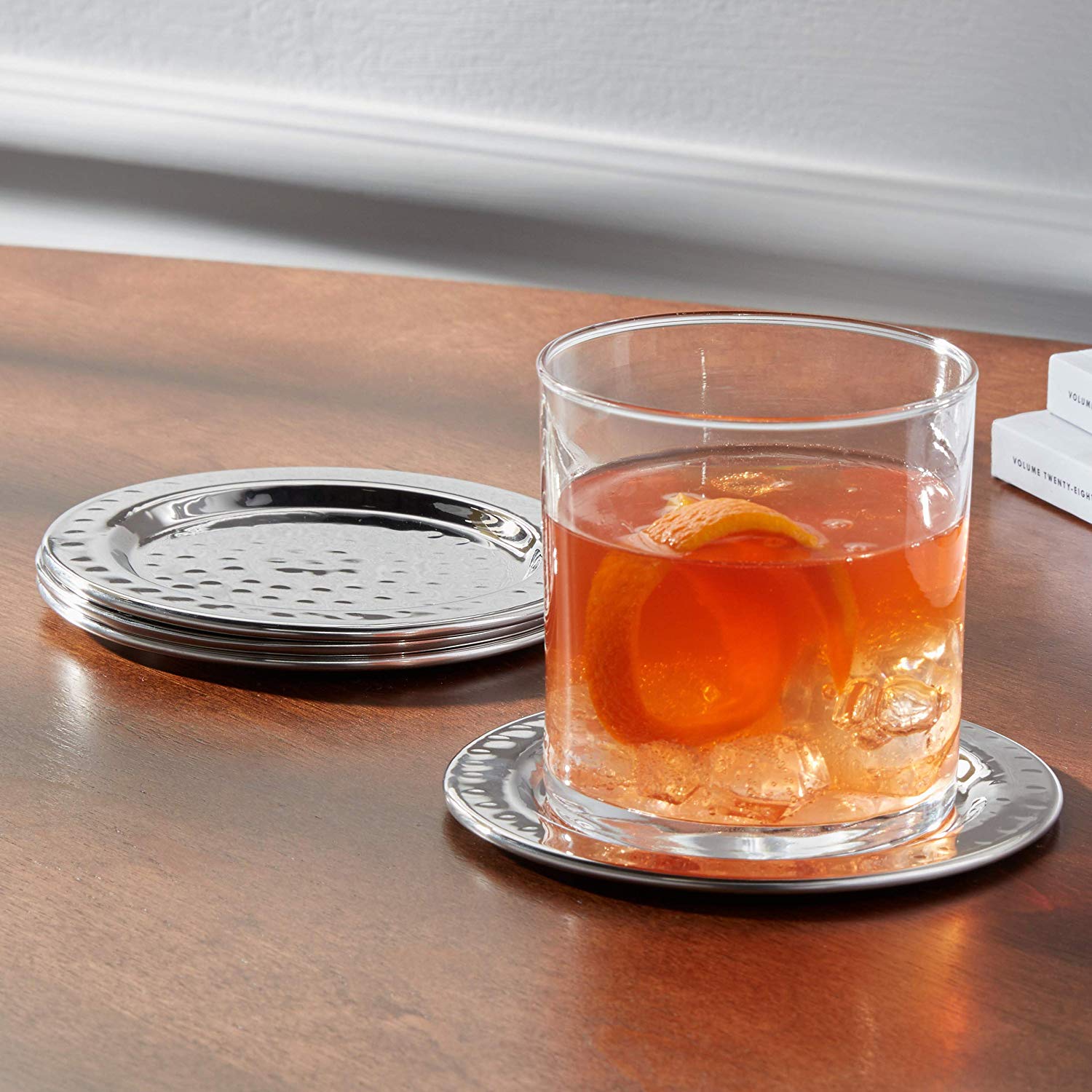 4-pc Round Coaster Set Hammered