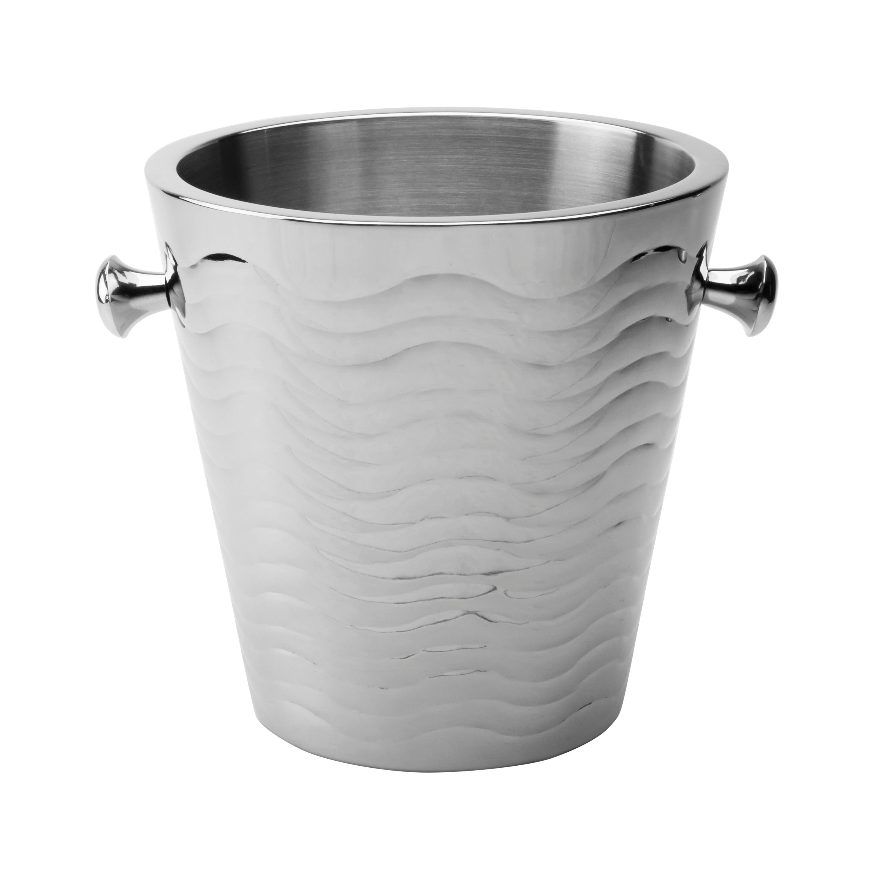 Ripple Wave Stainless Steel Bucket, 9" Wine, Silver