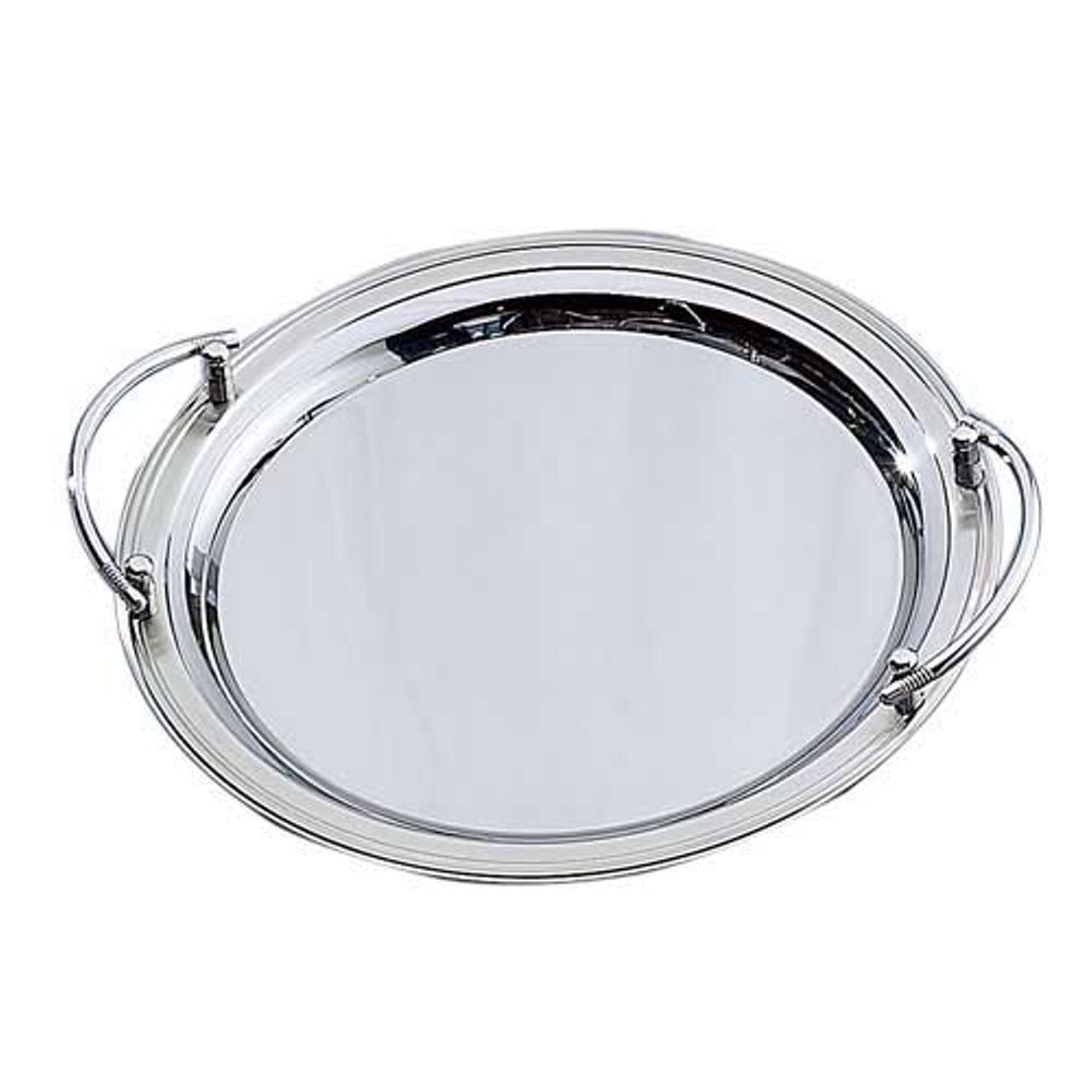 13" Round Stainless Steel Tray w/ Handles