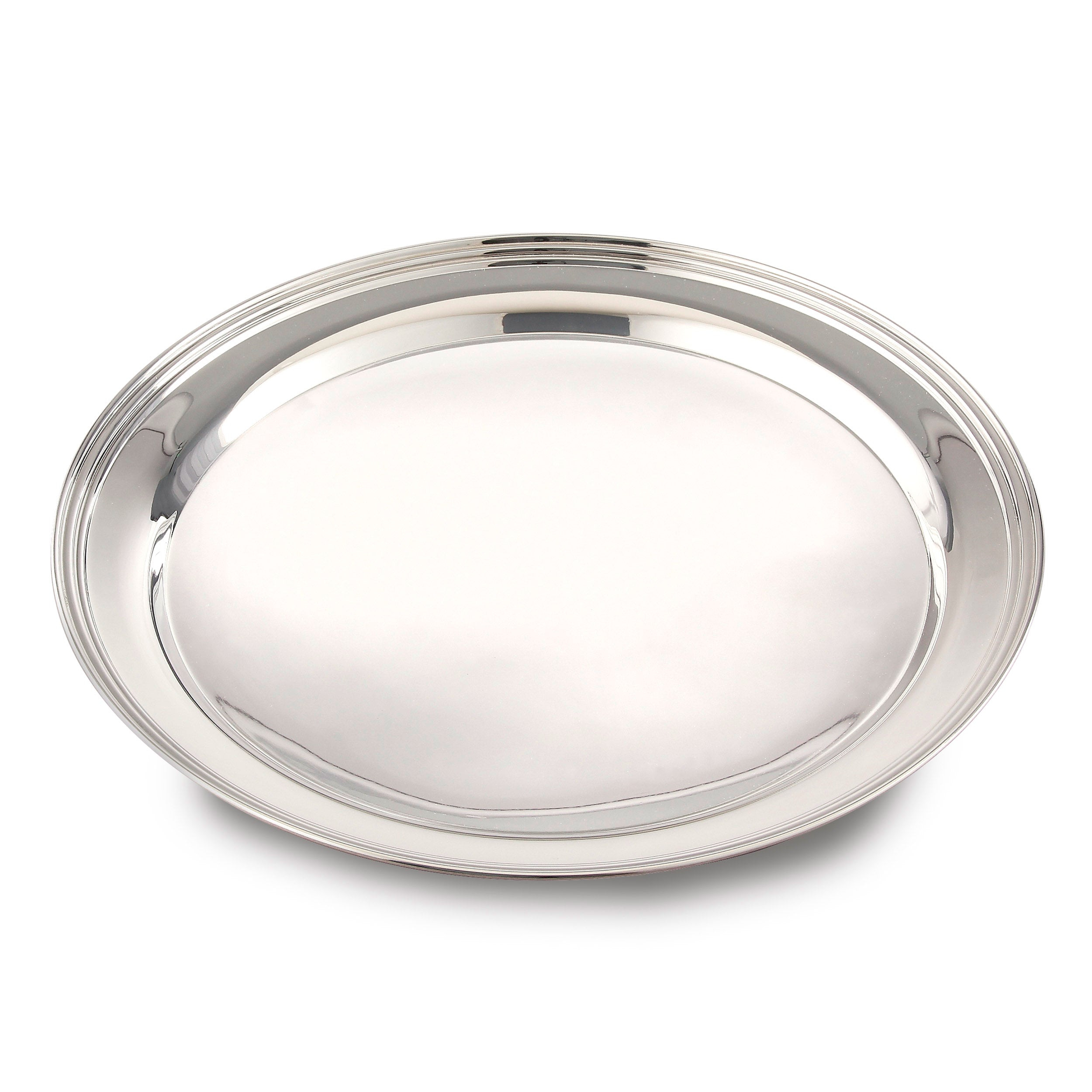 Stainless steel round tray: 14.5" diameter