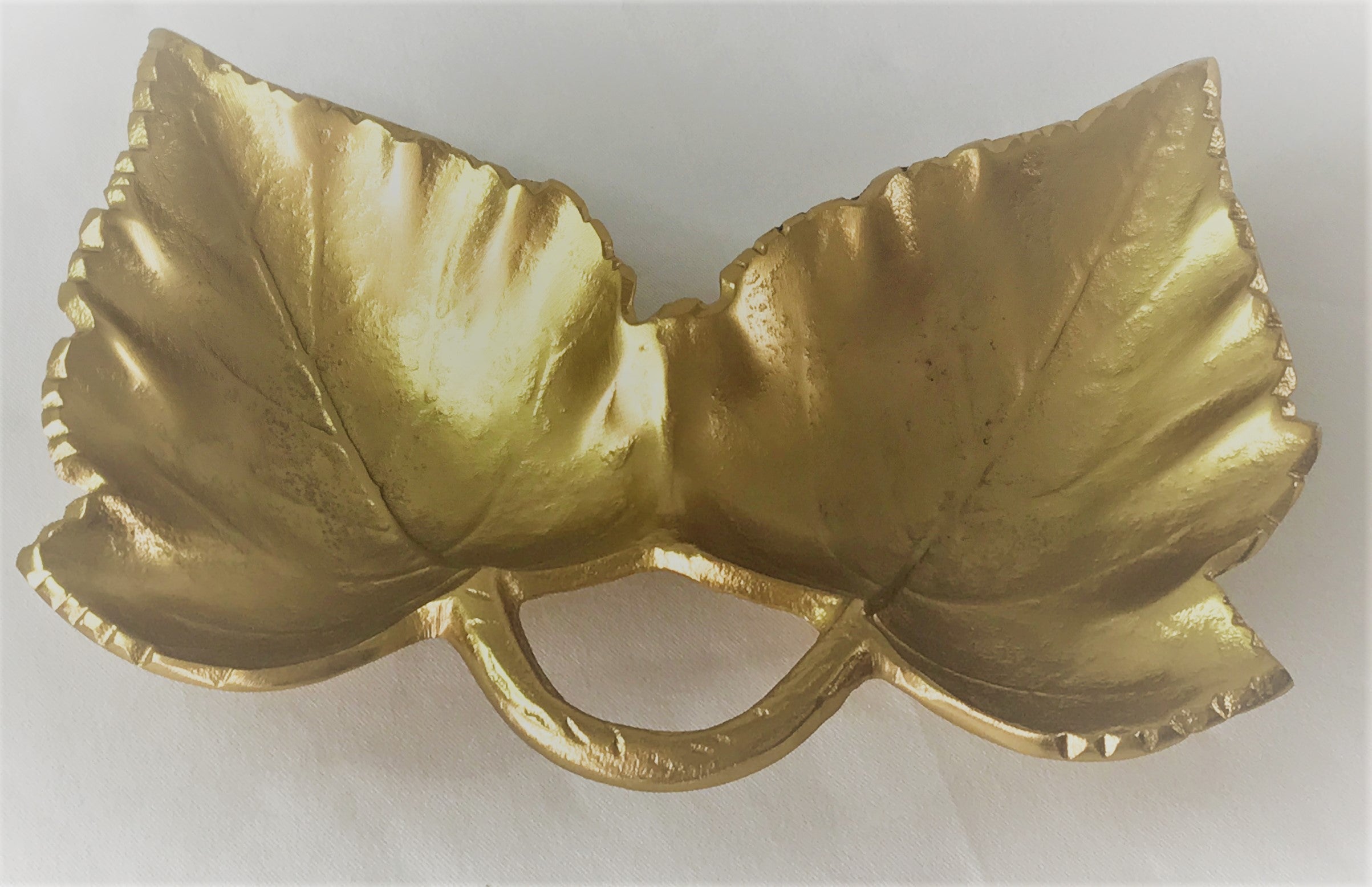 Double Maple leaves Gold colour nuts tray 11.5 x 7.5 x 2"